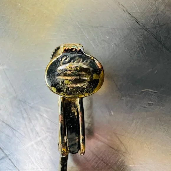 Vintage Coro MCM Thermoset Goldtone Bracelet and Earrings in Raspberry Moonglow - Picture 3 of 9